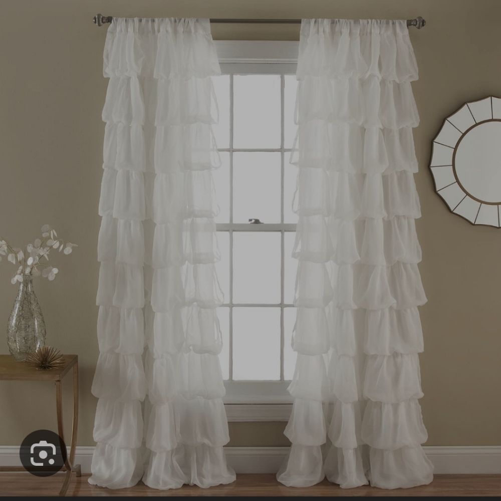 LUSH brand OLIVIA WHITE TIERED CURTAIN 4 PANELS 54'W x 84'L. NWT